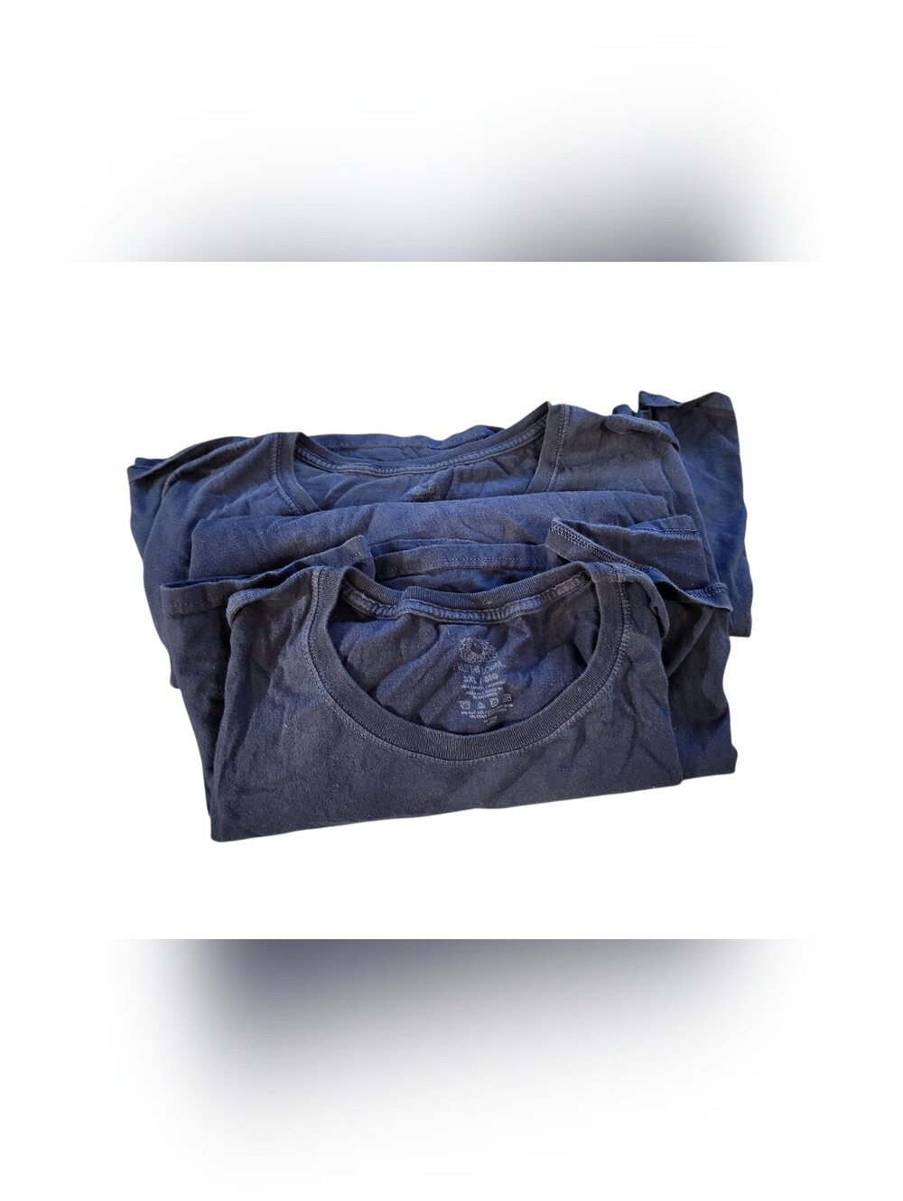2 Men's Fruit Of The Loom Navy Blue Crew Neck T Shirts